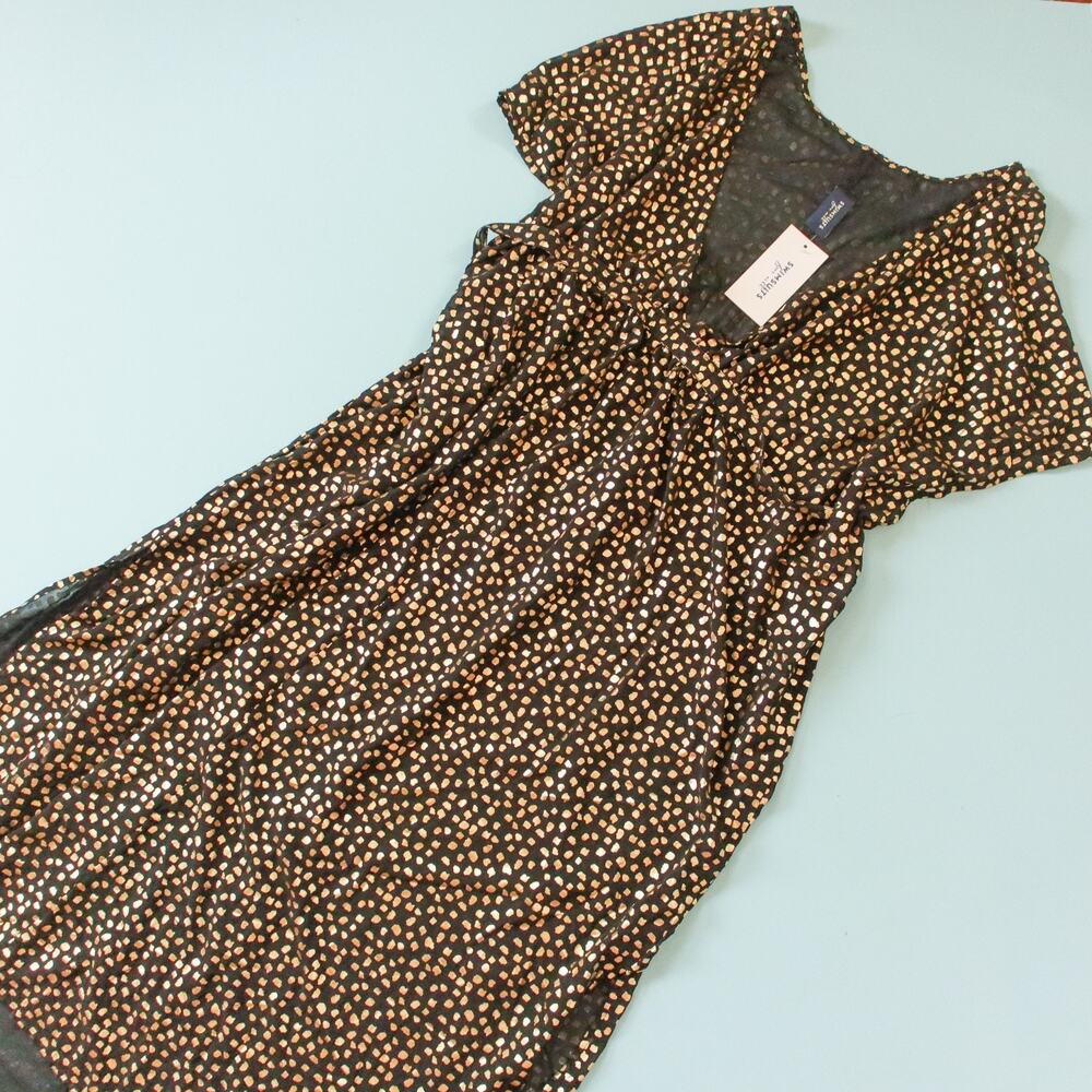 NEW Swimsuits for All Black Gold Dot Swimsuit Cover Up Kaftan Dress Size M/L